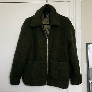 Azalea Hunter Green Teddy Coat Size Small